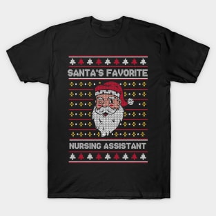 Santa's Favorite Nursing Assistant // Funny Ugly Christmas Sweater // Nurse Assistant Holiday Xmas T-Shirt